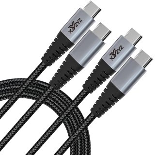 2x KABEL USB C NA USB C DO SZYBKIEGO ŁADOWANIA CZARNY 60W 20V 3A 2M