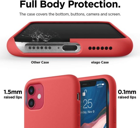 ETUI APPLE IPHONE 11 CASE SILIKONOWY CZERWONY NEONOWY Z MIKROFIBRĄ A2111