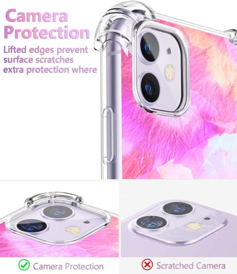 ETUI APPLE IPHONE 11 CASE SILIKONOWY RÓŻOWE ŻÓŁTE WZORKI AKWARELA