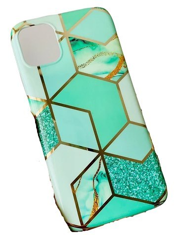 ETUI APPLE IPHONE 11 CASE SILIKONOWY ZIELONY ZŁOTY GEOMETRYCZNY A2111