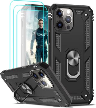 ETUI APPLE IPHONE 13 PRO PLECKI CASE CZARNY PANCERNY +2X SZKŁO HARTOWANE