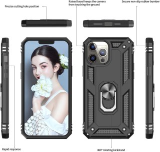 ETUI APPLE IPHONE 13 PRO PLECKI CASE CZARNY PANCERNY +2X SZKŁO HARTOWANE