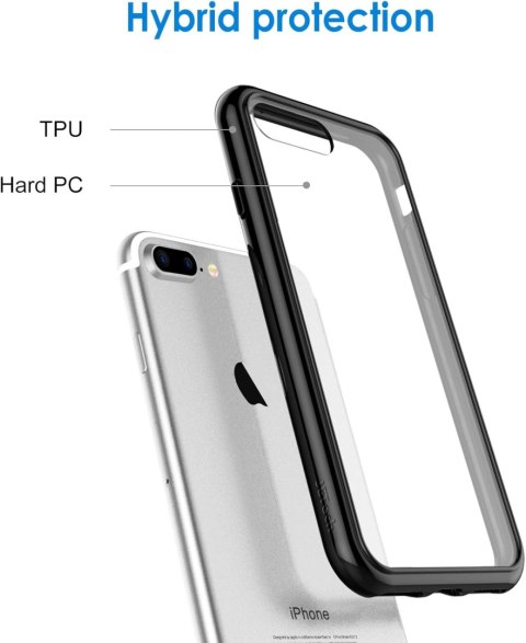 ETUI APPLE IPHONE 7 PLUS/IPHONE 8 PLUS PRZEZROCZYSTE PLECKI CZARNA RAMKA