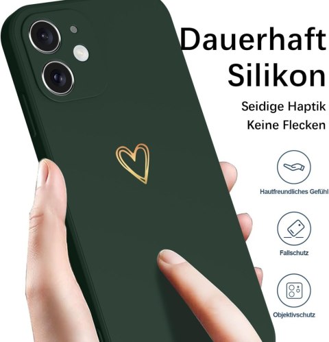 ETUI DO APPLE IPHONE 12 CASE PLECKI BUTELKOWA ZIELEŃ ZŁOTE SERDUSZKO