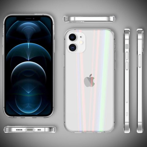 ETUI DO APPLE IPHONE 12 MINI 5.4" CASE BEZBARWNE HOLOGRAMOWE PLECKI A2176