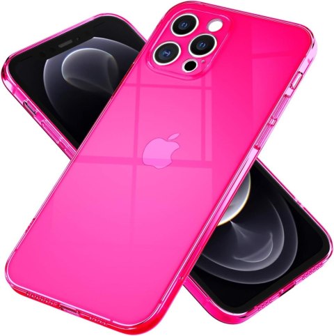 ETUI DO APPLE IPHONE 12 PRO MAX CASE SILIKONOWY PRZEZROCZYSTY RÓŻOWY NEON