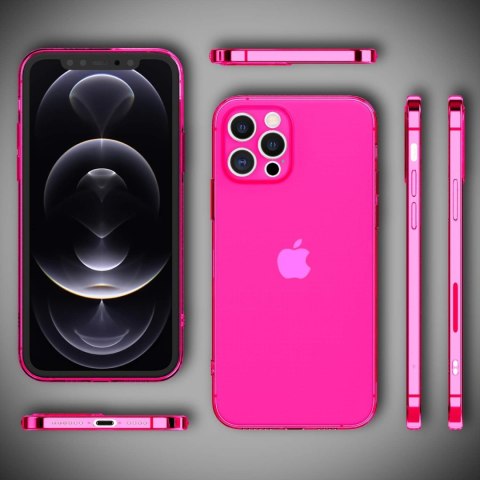 ETUI DO APPLE IPHONE 12 PRO MAX CASE SILIKONOWY PRZEZROCZYSTY RÓŻOWY NEON