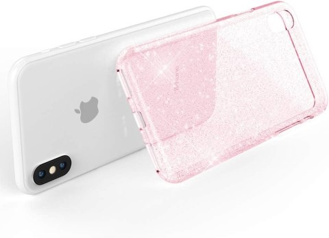 ETUI DO APPLE IPHONE XR SILIKONOWE PLECKI RÓŻOWE BROKATOWE PRZEZROCZYSTE