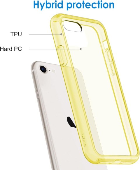 ETUI IPHONE SE 3/2 2022/2020 IPHONE 8/7 PLECKI PRZEZROCZYSTE ŻÓŁTA RAMKA