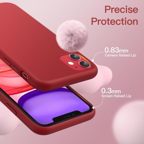 ETUI POKROWIEC DO APPLE IPHONE 11 CASE SILIKONOWE CZERWONE PLECKI A2111