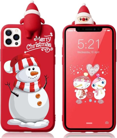 ETUI POKROWIEC DO APPLE IPHONE 12 CASE CZERWONE ŚWIĄTECZNE PLECKI 3D ŚWIĘTA