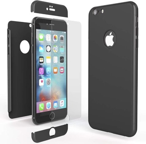 ETUI POKROWIEC DO APPLE IPHONE 6+ / 6S+ CZARNE SOLIDNE WYTRZYMAŁE PLECKI