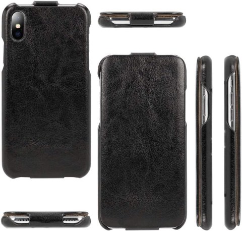 ETUI POKROWIEC DO APPLE IPHONE XS/IPHONE X CASE Z KLAPKĄ ZAMYKANY CZARNY