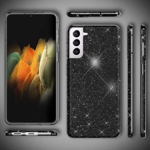 ETUI POKROWIEC SAMSUNG GALAXY S21+ CASE CZARNE BŁYSZCZĄCE SILIKONOWE PLECKI