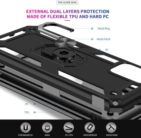 ETUI SAMSUNG GALAXY A03s CASE CZARNE PANCERNE +2x SZKŁO HARTOWANE