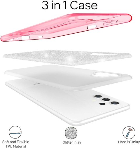 ETUI SAMSUNG GALAXY A32 5G CASE RÓŻOWY WZMACNIANY PLECKI BROKATOWE MOCNE