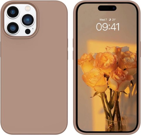 ETUI SILIKONOWE BRĄZOWE APPLE IPHONE 14 PRO MAX +2x SZKŁO HARTOWANE