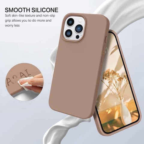 ETUI SILIKONOWE BRĄZOWE APPLE IPHONE 14 PRO MAX +2x SZKŁO HARTOWANE