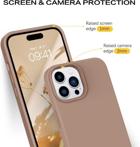 ETUI SILIKONOWE BRĄZOWE APPLE IPHONE 14 PRO MAX +2x SZKŁO HARTOWANE