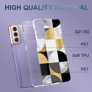 ETUI SILIKONOWE SAMSUNG GALAXY S21+ CASE CZARNY ŻÓŁTY BIAŁY GEOMETRYCZNY