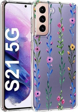 ETUI SILIKONOWE SAMSUNG GALAXY S21 CASE TRANSPARENTNY W MOTYW KWIATKÓW