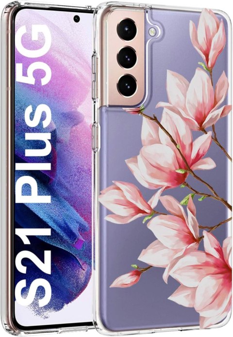 ETUI SILIKONOWE SAMSUNG GALAXY S21+ TRANSPARENTNE Z MAGNOLIĄ SM-G996