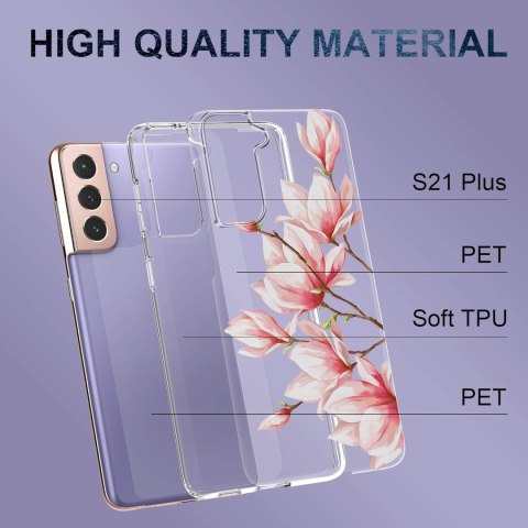 ETUI SILIKONOWE SAMSUNG GALAXY S21+ TRANSPARENTNE Z MAGNOLIĄ SM-G996