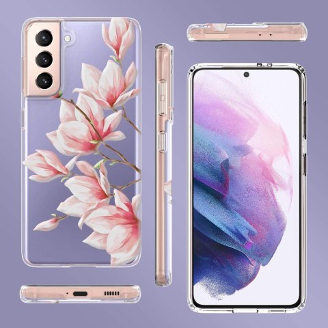 ETUI SILIKONOWE SAMSUNG GALAXY S21+ TRANSPARENTNE Z MAGNOLIĄ SM-G996