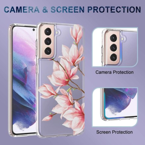 ETUI SILIKONOWE SAMSUNG GALAXY S21+ TRANSPARENTNE Z MAGNOLIĄ SM-G996