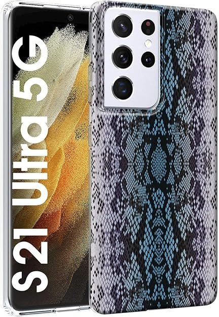 ETUI SILIKONOWE SAMSUNG GALAXY S21 ULTRA 5G MOTYW NIEBIESKA SKÓRA WĘŻA