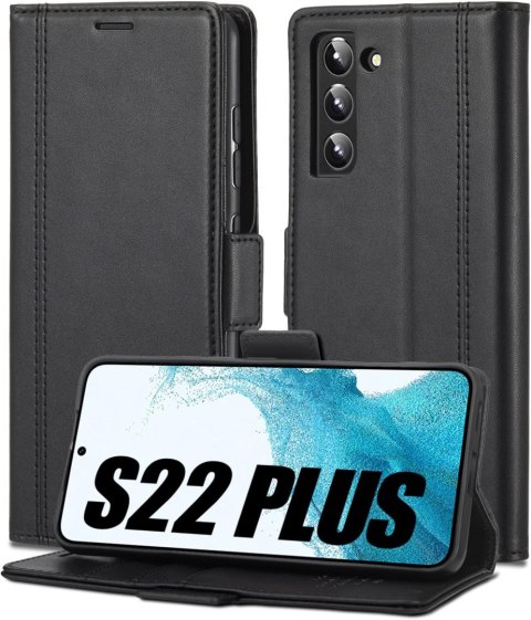 ETUI Z KLAPKĄ SAMSUNG GALAXY S22+ 5G CASE CZARNY Z EKOSKÓRY ELEGANCKI