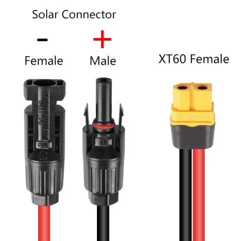 KABEL SOLARNY ZŁĄCZE ADAPTER XT60 12AWG 60CM DO PANELU SŁONECZNEGO