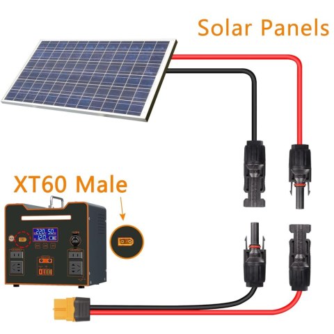 KABEL SOLARNY ZŁĄCZE ADAPTER XT60 12AWG 60CM DO PANELU SŁONECZNEGO