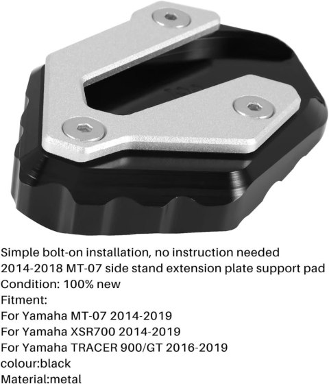 PODKŁADKA POD STOPKĘ BOCZNĄ MOTOCYKLA Mt07 Xsr700 Xsr 700 Tracer 900