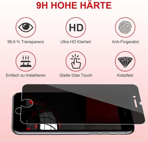 SZKŁO HARTOWANE DO APPLE IPHONE SE 2020/7/8 SOLIDNE PRZYCIEMNIANE 2 SZTUKI