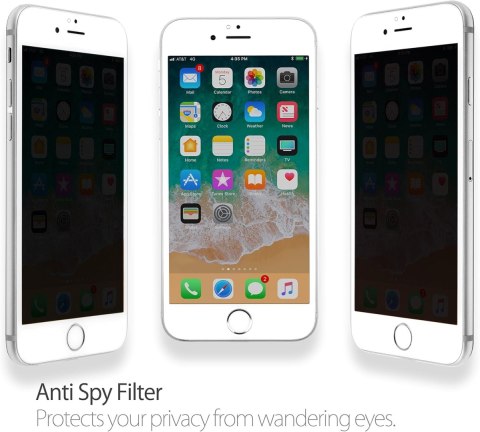 SZKŁO HARTOWANE PRYWATYZUJĄCE DO APPLE IPHONE 6 PLUS / 6S PLUS +BIAŁA RAMKA