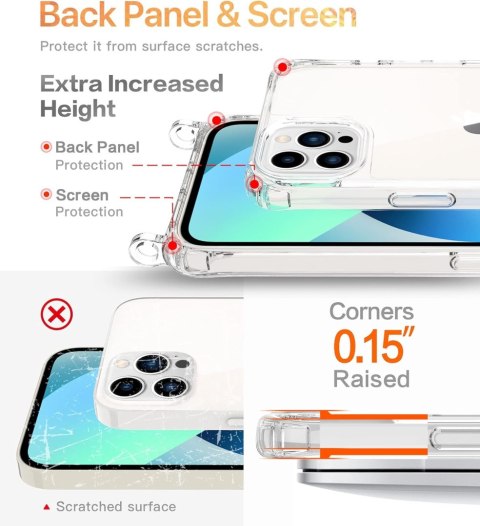 ZESTAW ETUI BEZBARWNE APPLE IPHONE 13 PRO 6.1" +SMYCZ I 2x SZKŁO HARTOWANE