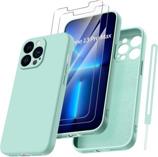 ZESTAW ETUI SILIKONOWE APPLE IPHONE 13 PRO MAX ZGASZONA CZERWIEŃ +SZKŁO