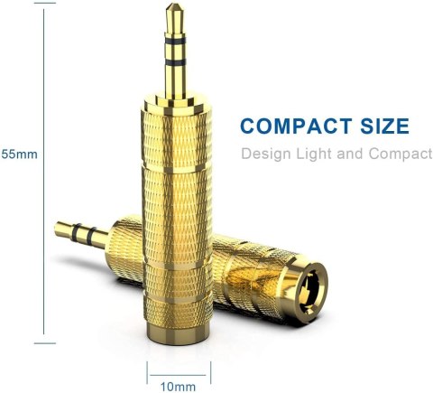 ADAPTER JACK 3,5mm NA 6,35mm STEREO AUX ZŁOTA PRZEJŚCIÓWKA