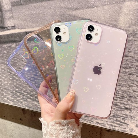 ETUI APPLE IPHONE 11 CASE SILIKONOWY FIOLETOWY HOLO SERDUSZKA A2111