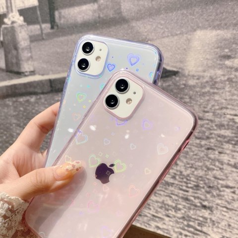 ETUI APPLE IPHONE 11 CASE SILIKONOWY FIOLETOWY HOLO SERDUSZKA A2111