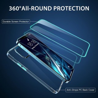 ETUI APPLE IPHONE 12/12 PRO BEZBARWNY CASE Z ZIELONYMI PRZYCISKAMI +SZKŁO