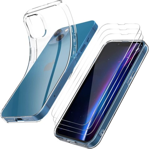 ETUI APPLE IPHONE 14 MAX 6.7' SOLIDNE BEZBARWNE PLECKI +3x SZKŁO HARTOWANE