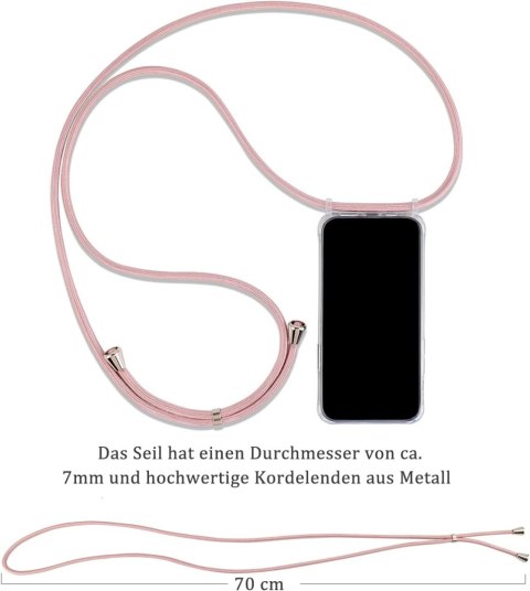 ETUI APPLE IPHONE 7/8/SE 2020/2022 CASE SILIKONOWY BEZBARWNY +RÓŻOWA SMYCZ