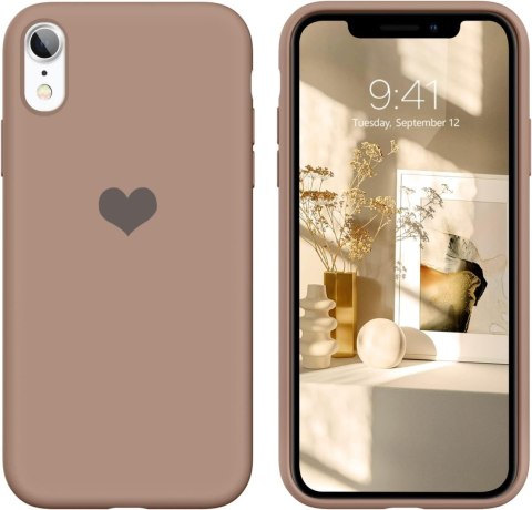 ETUI APPLE IPHONE XR 6.06 CASE SILIKONOWE SOLIDNE BRĄZOWE PLECKI Z SERCEM