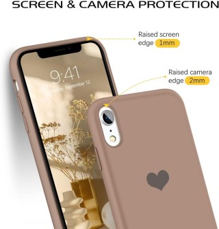 ETUI APPLE IPHONE XR 6.06 CASE SILIKONOWE SOLIDNE BRĄZOWE PLECKI Z SERCEM