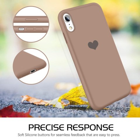 ETUI APPLE IPHONE XR 6.06 CASE SILIKONOWE SOLIDNE BRĄZOWE PLECKI Z SERCEM