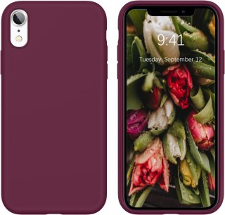 ETUI APPLE IPHONE XR CASE SILIKONOWY FIOLETOWY Z MIKROFIBRĄ LEKKI CIENKI