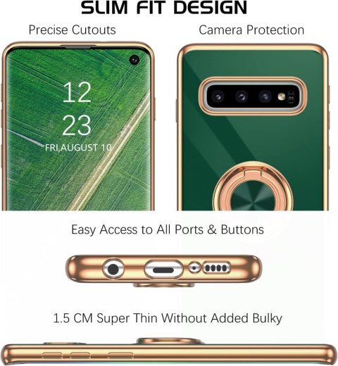 ETUI CASE NA SAMSUNG GALAXY S10 SOLIDNE SILIKONOWE ZIELONE ZŁOTE PLECKI