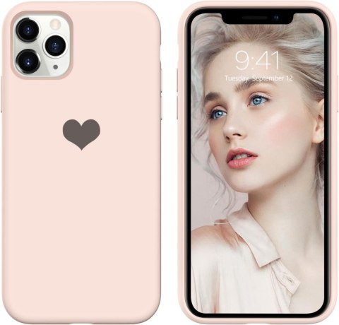 ETUI DO APPLE IPHONE 11 PRO MAX CASE RÓŻOWY SILIKONOWY Z SERCEM A2161